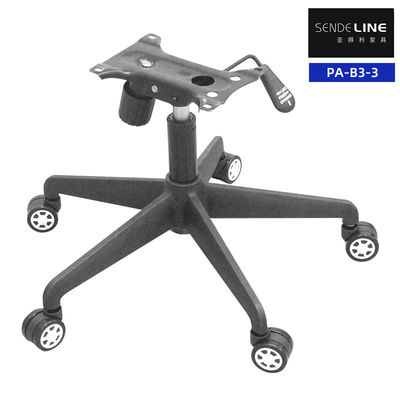 İyi fiyat Siyah Naylon Döner Sandalye Başı Tekerleklerle Yüksekliği Düzenlenebilir Beş Yıldızlı Sandalye Bacakları çevrimiçi